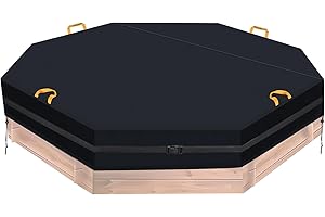 CONFUTURY Waterproof Octagon Sandboxes Cover Outdoor with 7M Windproof Buckle, 600D Oxford Garden Canopy Sandpit Pool Protection Cover Dustproof with 4 Reflective Handles and 2 Drawstring (84 x 78 x 9 inch)