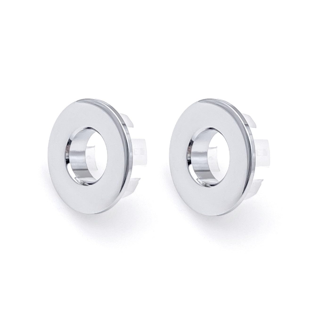 JZK 2X Silver Chrome Plated Copper Metal Bathroom Sink Overflow Ring Replacement, Basin Overflow Hole Insert Plug Round Cover Ring for Kitchen Bathroom wash Basin Bowl Sink Trim