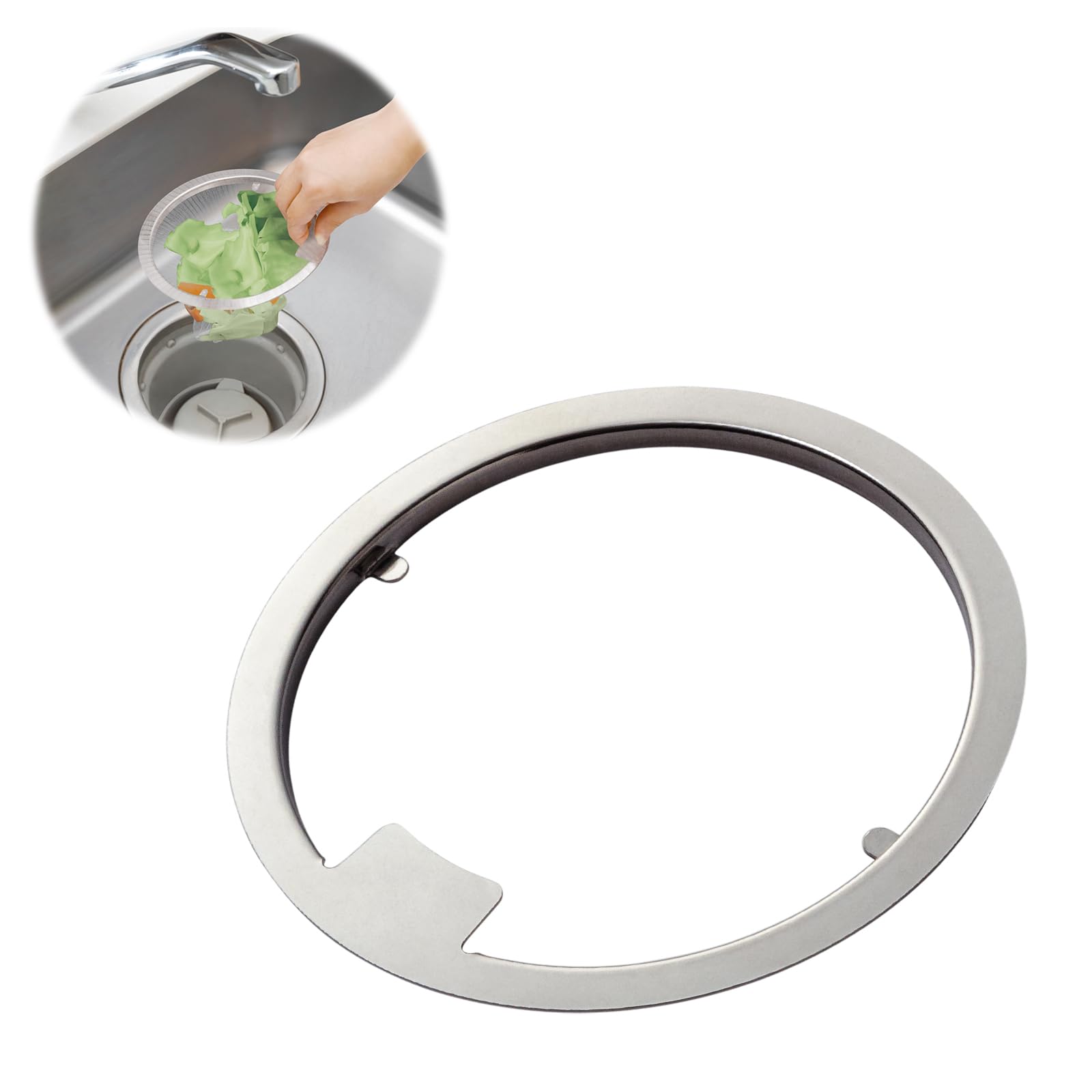 コモライフ ステンレス製の水切りネットホルダー 水切りネットホルダー 日本製 燕三条製 キッチン 排水口 ゴミ受け商品画像