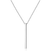 ChicSilver Customizable Vertical Bar Pendant Necklace 925 Sterling Silver Y Necklace Simple Fashion Jewelry Gifts for Women