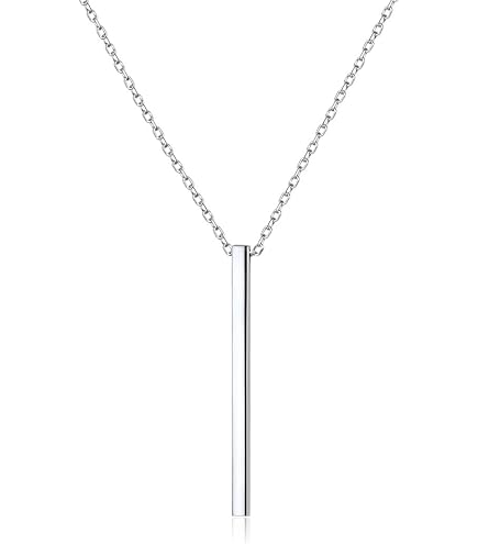 Amazon.com: Jewelry Affairs Sterling Silver Curve Bar Necklace, 18