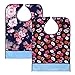 Sumnacon Reusable Waterproof Adult Bibs 2 Pack with Crumb Catcher- Machine Washable, Large Extra Long Mealtime Protector, Dining Bibs with Crumb Catcher(Lip-Prints+Flower)