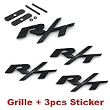 4pcs B182 Black RT R/T Grille + 3pcs Emblem Decal Badge Sticker Dodge Charger Ram 1500 Challenger Jeep Grand Cherokee
