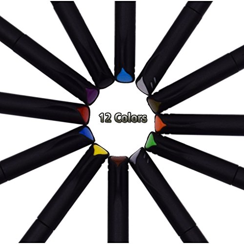 SAYEEC Fineliner Pens Bleed Resistant - Perfect for Calligraphy/Precise Drawing/Writing/Adult Coloring Books/Comics/Manga (12 Colors) - Thumbnail 4