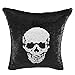 Homecy Reversible Sequins Pillow Cover Skull Patten Mermaid Pillowcases Throw Cushion 16x16 Inch