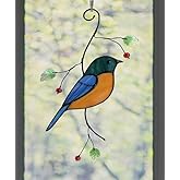 Gift Birds Stained Glass Suncatcher Stained Glass Window Hangings Indoor Ornament & Outdoor Decor (Bluebird)