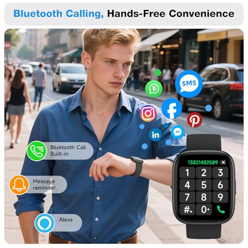Smart Watch for Women Men, Alexa Built-in, 1.83" HD Touchscreen Fitness Tracker with Bluetooth Calling, Fitness Watch with Sleep Monitor, 100+ Sports Modes, IP68 Waterproof Smartwatch for Android iOS