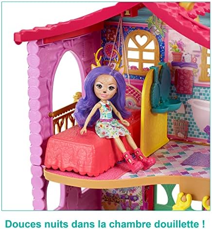 Maison de Danessa Biche​, Mini-poupée et Figurine Animale Sprint, 4 espaces de Jeu et Accessoires, Emballage fermé, Jouet pour Enfant, HFC41