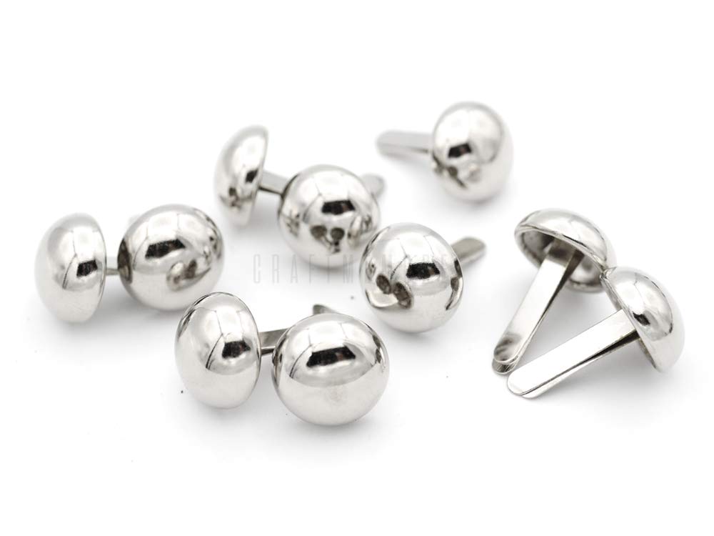 CRAFTMEMORE Round Purse Feet Handbag Nailheads Spike Prong Studs 15MM 18MM 20MM 22MM 50 PCS (20 mm (≈13/16"), Silver)
