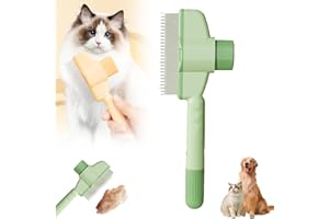 HILOST Upgraded Flea Comb, 2025 New One-Click Self-Cleaning Pet Hair Removal Comb for Cats and Dogs, Creative Portable Cat Brush Comb, Multifunctional Pet Grooming Supplies (Green)