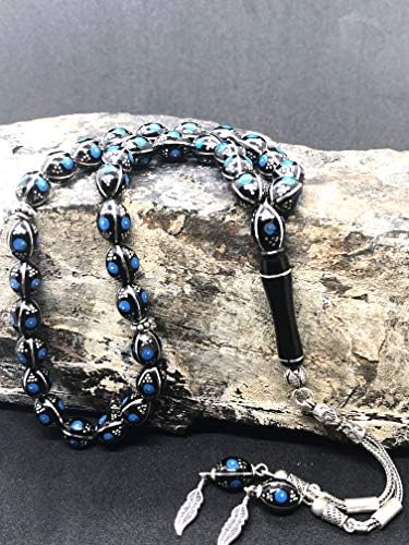 Ovoid Shaped Cut,Constructıon Single Watermelon Slice Blue Rice Processing Model,100% Natural Erzurum Genuine Oltu Stone Tesbih&Unique Handmade &Tasbeeh&Tesbih&Tasbih &Rosary&Prayer & Made in Turkey