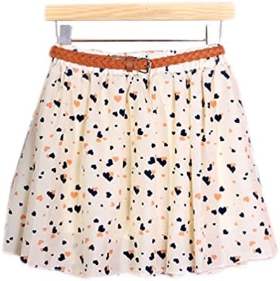 2015 Women Shorts Skirts Sweet Pleated Floral Chiffon Mini Skirt with Belt Free Shipping (color 6)