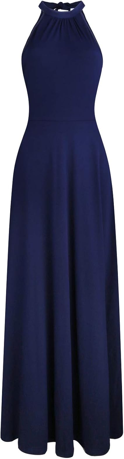 Vestidos máximos de chiffon estilo halter con hombros descubiertos Azul Royal Tallas Grandes