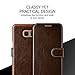Galaxy S7 Edge Case, Premium PU Leather ID Card Slot Holder Wallet Drop Protection Cover [Slim Folio Case] for Samsung Galaxy S7 Edge (2016) by Lumion (Dandy Wallet - Dark Brown)