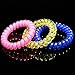 QY 12PCS Bright Colorful Patterns Plastic Spiral Coil Wrist Band Key Ring Chain