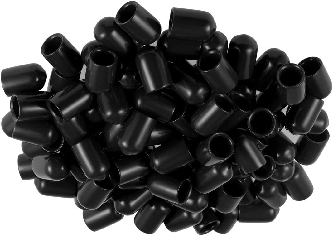 MACHSWON 100pcs Rubber End Caps 8mm ID, Vinyl Round End Cap Cover Screw Thread Protectors Tube Bolt Cap for protection of Screws Tubes Cables Wires, etc — image 1