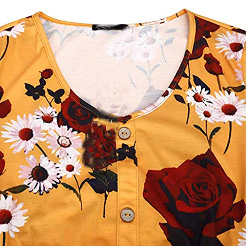 Respctful✿Women's Halter Neck Summer Dress Casual Sundress with Sun Floral Printed Maxi Long A-Lined Dress Yellow - Thumbnail 6