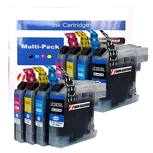 ink4work 8 Pack Replacement Ink Cartridge Combo For Brother LC203 XL LC203XL (4 Black, 2 Cyan, 2 Magenta, 2 Yellow) For MFC-J460DW MFC-J480DW MFC-J485DW MFC-J680DW MFC-J880DW MFC-J885DW