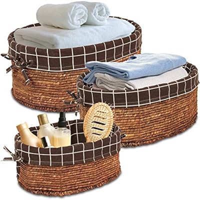 HomeGrove Wicker Baskets with Liners - Storage Baskets for Shelves - Decorative Baskets with Liners - Natural Wicker… 51ATwFMu8vL
