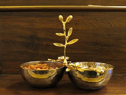 Hammered serving double bowl made of stainless steel and brass by TOUCHWOOD STUDIO( latest christmas edition)