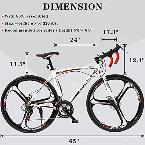 Max4out Road Bike,700c Racing Bike Lightweight Stiffness Aluminum Frame