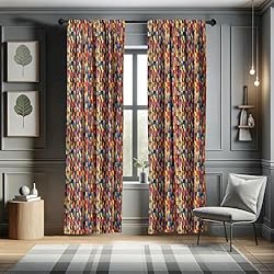 Lunarable Abstract Triangle Window Curtains, Funky