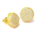 Men's Full Iced Out Cubic Zirconia Round Setting Screw Back Earring BE 11403