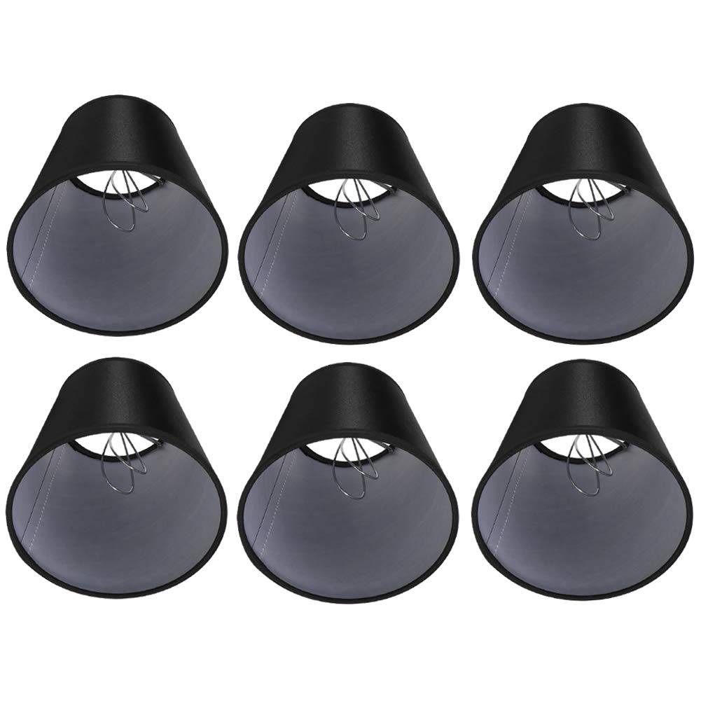 Fabric Drum Light Shade,6 Pack E14 Bedside Light Lampshades 6Pcs Black Lamp Shades Lights Lampshade for Table Lamps,Small Clip on Lamp Shade Chandelier Lampshade for Table Lamp Ceiling Light