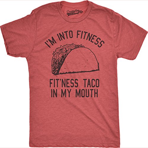 Crazy Dog T-ShirtsCrazy Dog Mens Graphic Funny T Shirt Im Into Fitness Taco in My Mouth Humor Novelty Shirt