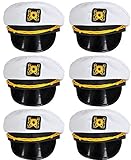 Bottles N Bags White Nautical Captain Sailing Hats (6 Pack) Great Cruise Accessory by