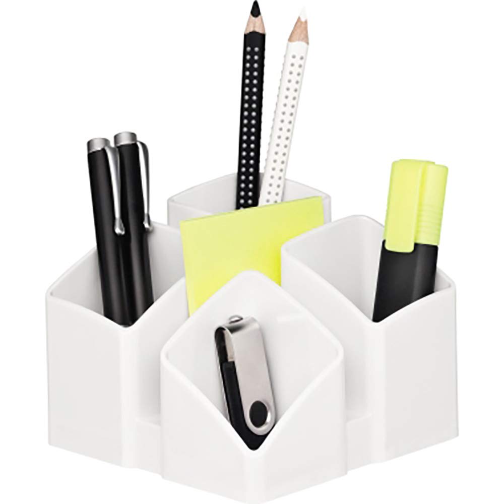 HAN 17450-12, SCALA Desk Tidy. Exclusive design meets function: elegant, glossy and expandable. With 4 compartments und card holder, white