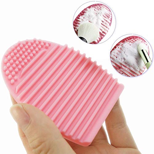 JASSINS 2 Pack Makeup Brush Cleaning Tool/Cosmetic Brush Washing Silicone Egg for Makeup Brushes (Pink+Lake Green) - Thumbnail 4