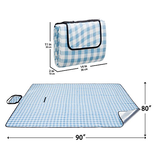 Extra Large Outdoor Picnic Blanket with Waterproof Backing 90 X 80" (200 X 200CM) 3-Layer, Oversized Soft Fleece Material Tent Mat, Camping Mat, Perfect for Beach, Picnic and Travel