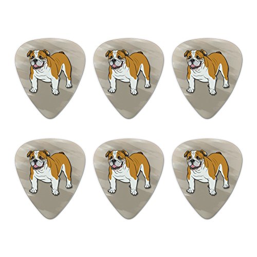 English Bulldog Pet Dog Novelty Guitar Picks Medium Gauge - Set of 6