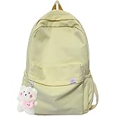 Eagerrich Aesthetic Backpack Cute Backpack School Supplies Laptop Bag for Teens Girls Women Students Solid Color