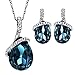 NEOGLORY Platinum Plated Angle Teardrop Crystal Jewelry Set, Pendant Necklace, Earrings,18