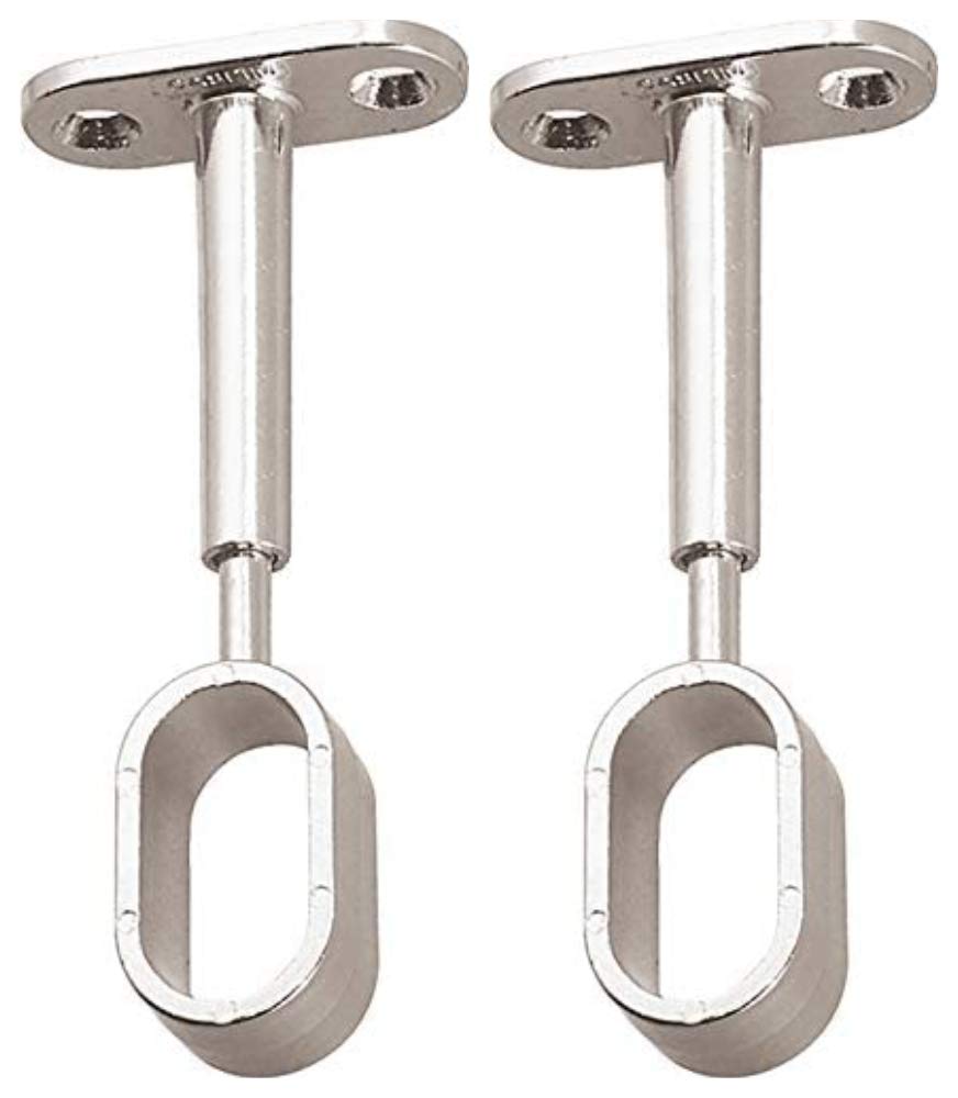 OVAL WARDROBE RAIL CENTRE SUPPORTS Brackets 15mm Adjustable Polished Chrome x2