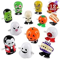 FUNNISM 12 Pieces Halloween Assorted Clockwork Wind-up Toys for Kids Party Favors