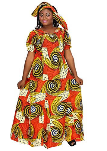 African Planet Women's 3 Piece Set Buba Blouse Elastic Skirt Gele Headwrap