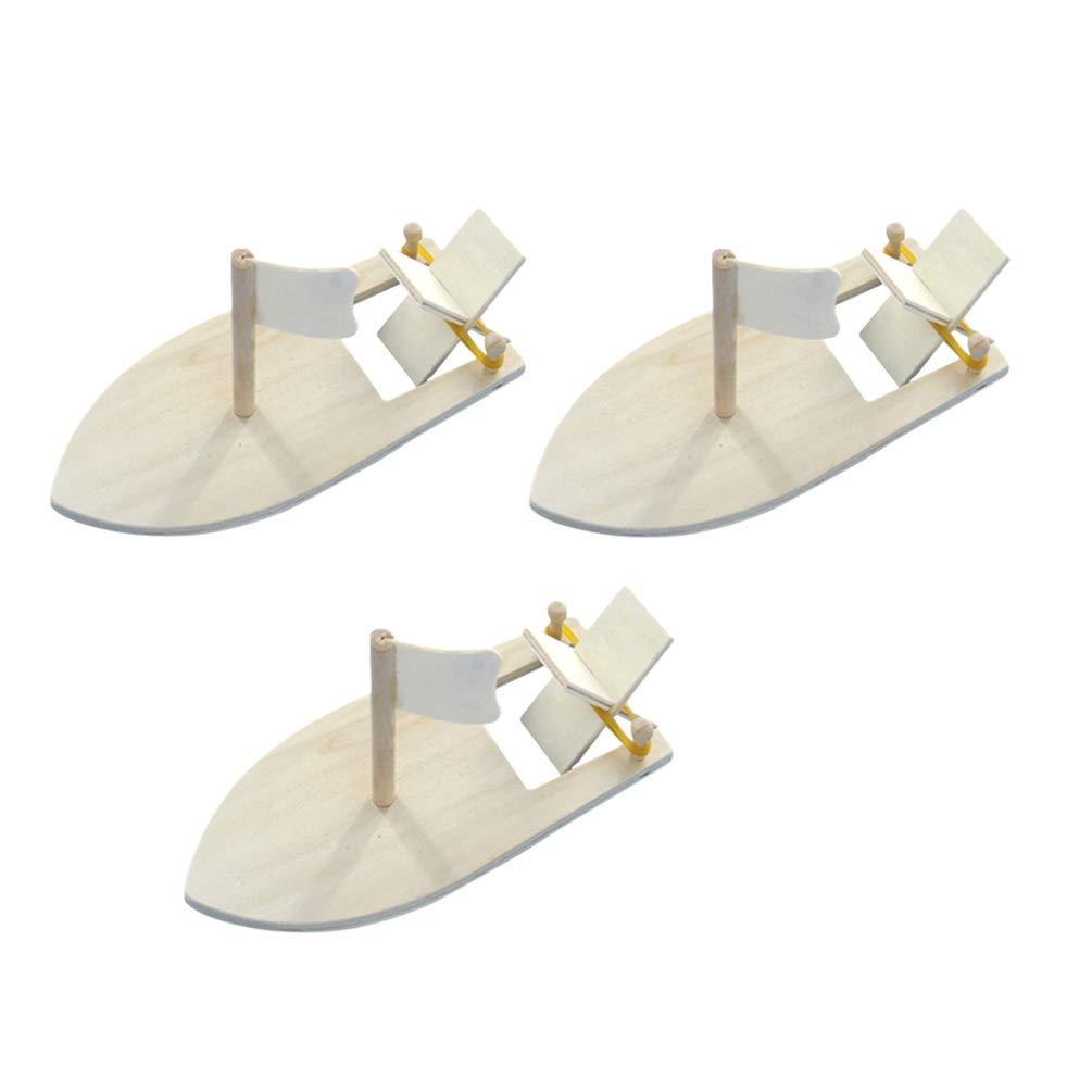 Milisten 3 Pcs DIY Wood Sailboat Paddle Boat Unpainted Model for Kids Make Your Own Wooden Sailboat