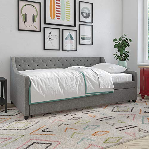 Novogratz Her Majesty Upholstered Daybed with Trundle, Twin Size Frame