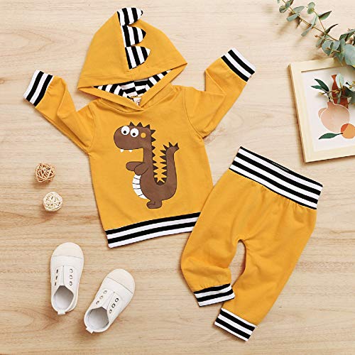 DaMohony Peuter Baby Jongens Outfit Kledingset Lange Mouwen Hooded Shirt + Broek voor 0-18 Maanden - Image 3