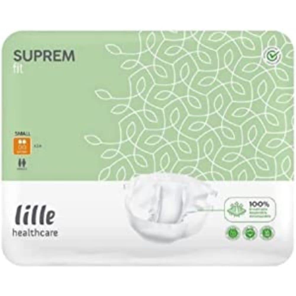 LILLE SupremFit All in One Briefs – Extra+ Absorbent Adult Diapers for Men & Women, Disposable Incontinence Pants with Leak Protection & Odour Control, Small (60-100cm), Pack of 20
