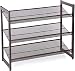 SONGMICS 3-Tier Stackable Metal Rack Flat & Slant Adjustable Shoe Organizer Shelf for Closet Bedroom Entryway 29.1 x 12.2 x 24.7 Inches Bronze ULMR03A