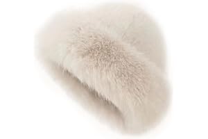 KAMOJI Womens Winter Faux Fur Bucket Hat, Warm Faux Mink Plush Hat Fluffy Fisherman Fuzzy Bucket Hat
