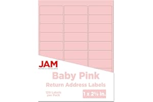 JAM PAPER Return Address Labels - Standard Mailing - 1 x 2 5/8 - Baby Pink Pastel - 120 Shipping Labels/Pack