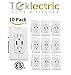 Teklectric 4.2A High Speed Dual USB Receptacle 15A Tamper Resistant Receptacle & Free Wall Plate, White - 10 Pack USB Outlet
