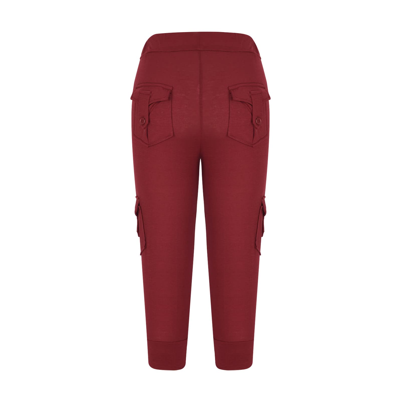 Capri Pants for Women Summer Lightweight Outdoor Hiking Stretchy Capris Drawstring Yoga Cargo Cropped Pant Plus Size Sweatpants 2024 Casual Trendy Multi Pocket Travel Trousers Shortspantalon Cargo