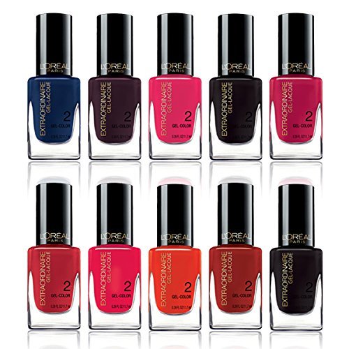 Lot of L'Oreal Paris Extraordinaire Gel-Lacque 1-2-3 Nail Polish Color Set 10-Piece Collection Lot of L'Oreal Paris Extraordinaire Gel-Lacque 1-2-3 Nail Polish Color Set 10-Piece Collection