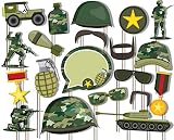 Birthday Galore Classic Camo- Army Military Photo Booth Props Kit - 20 Pack Party Camera Props Fully Assembled